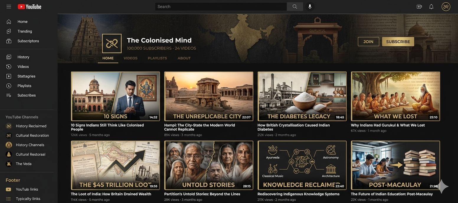 The Colonised Mind — YouTube channel mockup